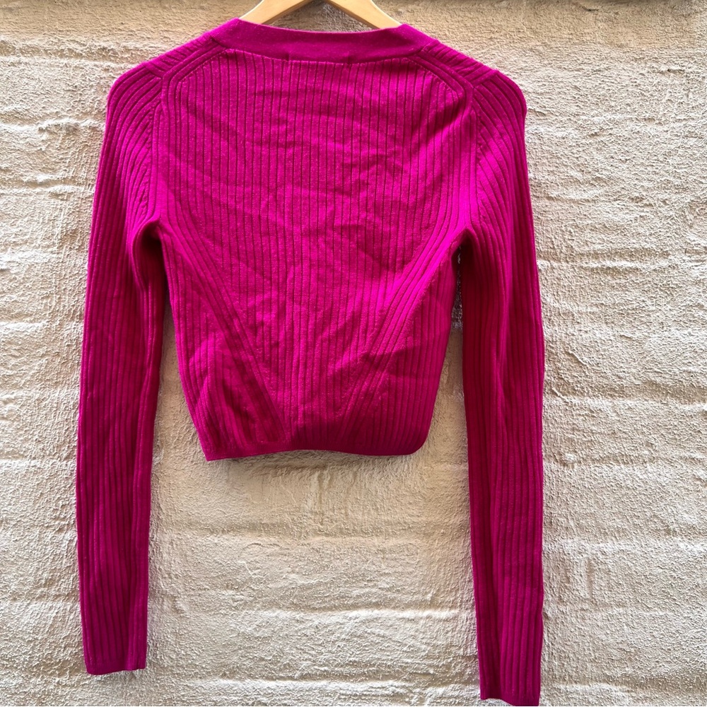 Boden Merino Cropped Rib Cardigan Pink XS - Picture 5 of 7